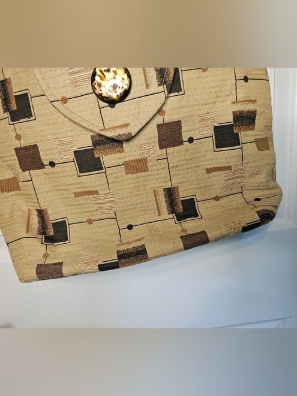 Suruchi Geometric Tote in Brown & Tan OS - Picture 4 of 15
